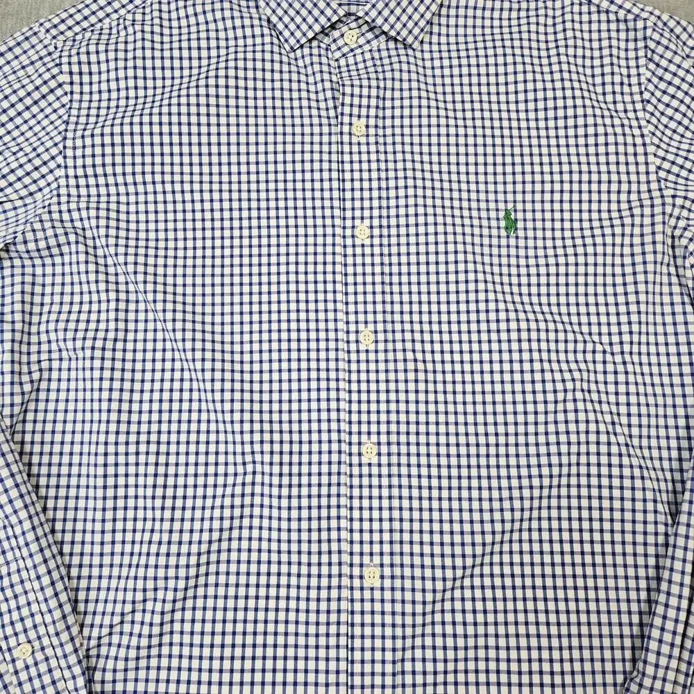 Polo Ralph Lauren Shirt Mens 2XL Blue White Check Performance Stretch Pony